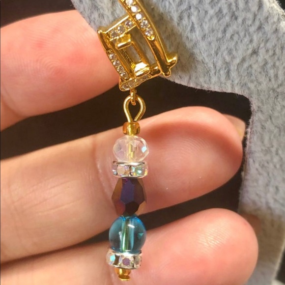🦋✨dangle earring with crystals and blue apatite stones-pretty - Picture 9 of 12